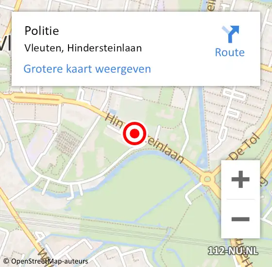 Locatie op kaart van de 112 melding: Politie Vleuten, Hindersteinlaan op 19 mei 2017 16:36