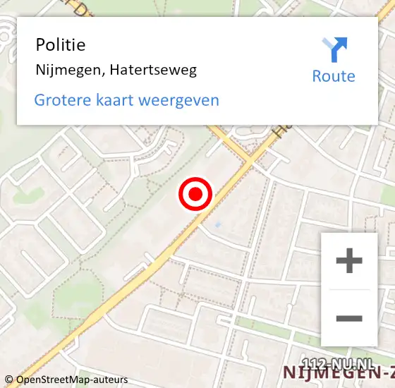 Locatie op kaart van de 112 melding: Politie Nijmegen, Hatertseweg op 19 mei 2017 16:59