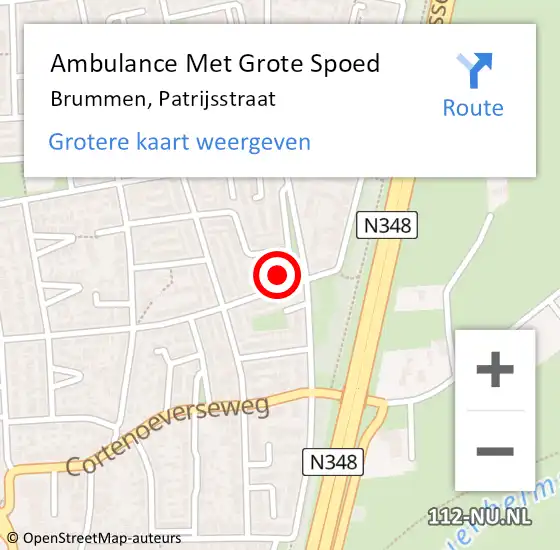 Locatie op kaart van de 112 melding: Ambulance Met Grote Spoed Naar Brummen, Patrijsstraat op 19 mei 2017 17:45
