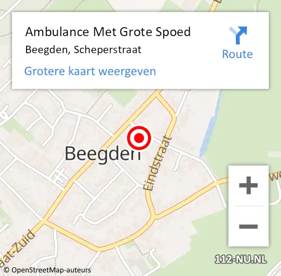 Locatie op kaart van de 112 melding: Ambulance Met Grote Spoed Naar Beegden, Scheperstraat op 19 mei 2017 18:39