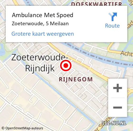 Locatie op kaart van de 112 melding: Ambulance Met Spoed Naar Zoeterwoude, 5 Meilaan op 19 mei 2017 18:45