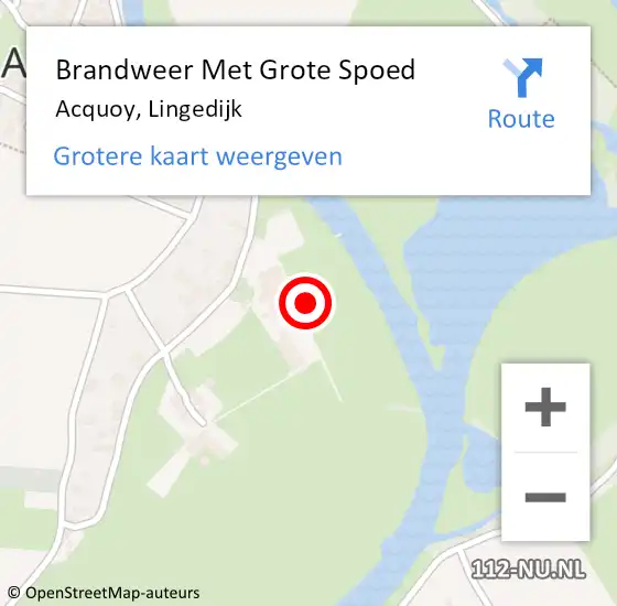 Locatie op kaart van de 112 melding: Brandweer Met Grote Spoed Naar Acquoy, Lingedijk op 19 mei 2017 19:33