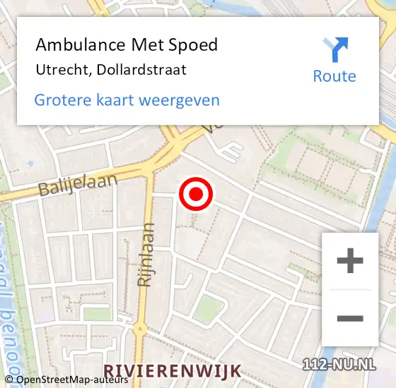 Locatie op kaart van de 112 melding: Ambulance Met Spoed Naar Utrecht, Dollardstraat op 19 mei 2017 19:42