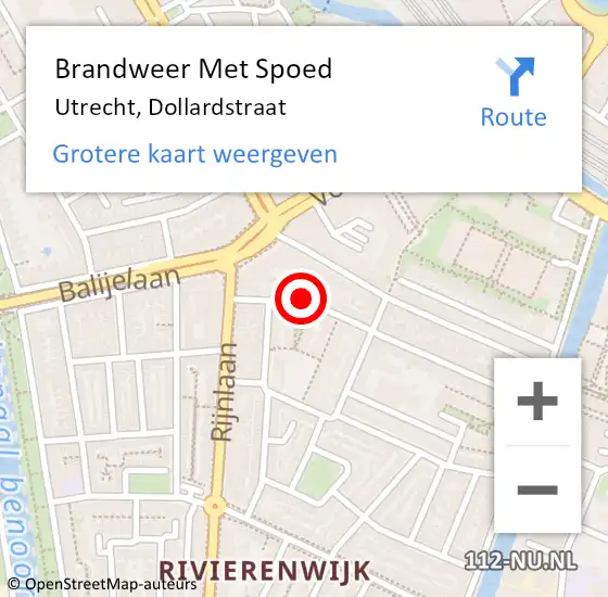 Locatie op kaart van de 112 melding: Brandweer Met Spoed Naar Utrecht, Dollardstraat op 19 mei 2017 20:08