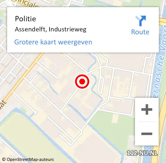 Locatie op kaart van de 112 melding: Politie Assendelft, Industrieweg op 19 mei 2017 20:32