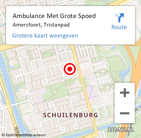 Locatie op kaart van de 112 melding: Ambulance Met Grote Spoed Naar Amersfoort, Tristanpad op 19 mei 2017 21:01