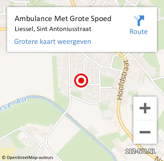 Locatie op kaart van de 112 melding: Ambulance Met Grote Spoed Naar Liessel, Sint Antoniusstraat op 19 mei 2017 21:41