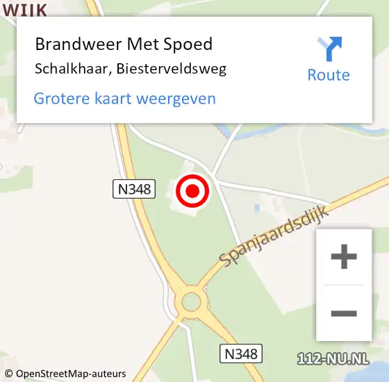 Locatie op kaart van de 112 melding: Brandweer Met Spoed Naar Schalkhaar, Biesterveldsweg op 19 mei 2017 21:51