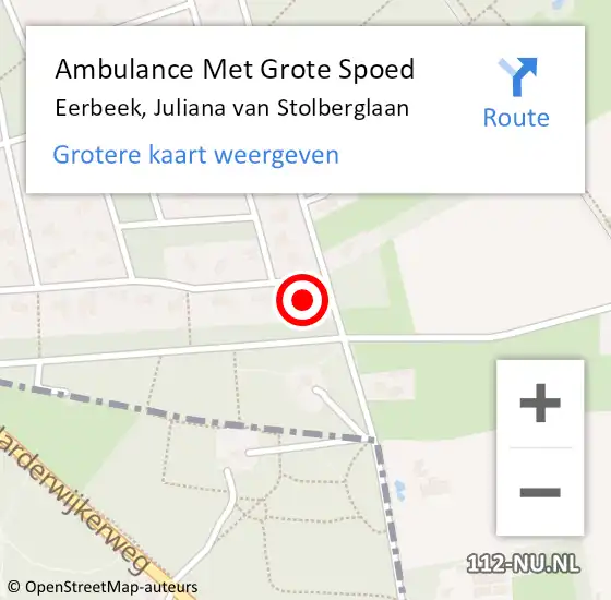 Locatie op kaart van de 112 melding: Ambulance Met Grote Spoed Naar Eerbeek, Juliana van Stolberglaan op 19 mei 2017 22:21