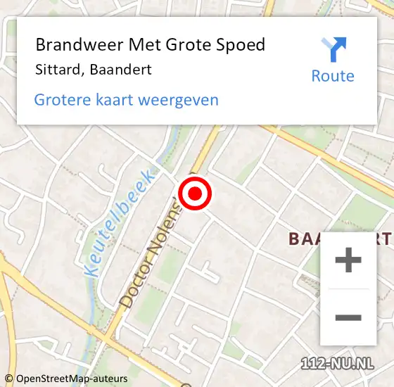 Locatie op kaart van de 112 melding: Brandweer Met Grote Spoed Naar Sittard, Baandert op 19 mei 2017 23:07