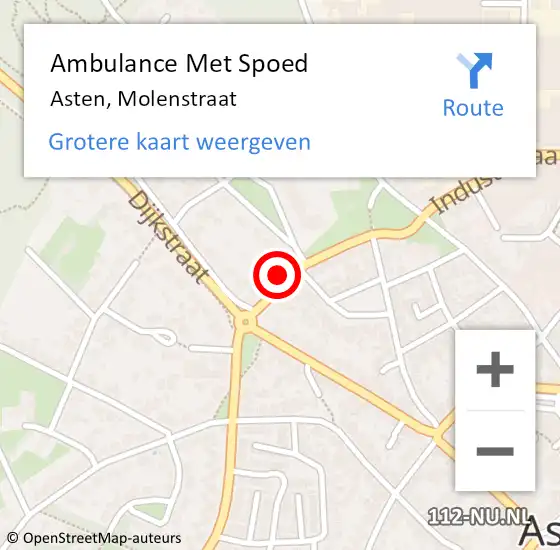 Locatie op kaart van de 112 melding: Ambulance Met Spoed Naar Asten, Molenstraat op 20 mei 2017 00:26