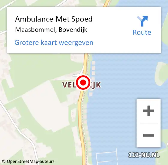 Locatie op kaart van de 112 melding: Ambulance Met Spoed Naar Maasbommel, Bovendijk op 20 mei 2017 00:28