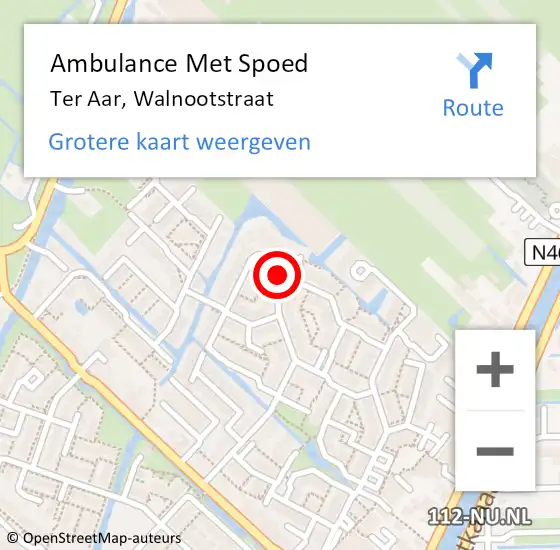 Locatie op kaart van de 112 melding: Ambulance Met Spoed Naar Ter Aar, Walnootstraat op 20 mei 2017 00:34