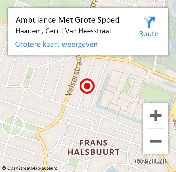 Locatie op kaart van de 112 melding: Ambulance Met Grote Spoed Naar Haarlem, Gerrit Van Heesstraat op 20 mei 2017 03:08