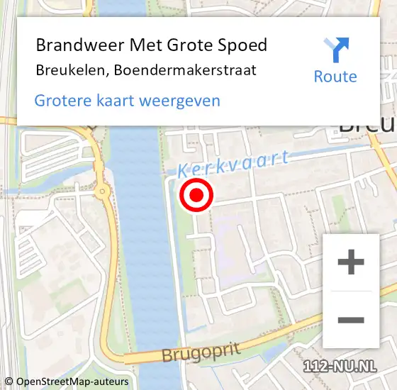 Locatie op kaart van de 112 melding: Brandweer Met Grote Spoed Naar Breukelen, Boendermakerstraat op 20 mei 2017 03:24