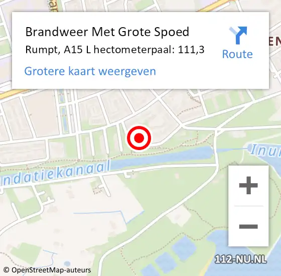 Locatie op kaart van de 112 melding: Brandweer Met Grote Spoed Naar Rumpt, A15 L hectometerpaal: 111,3 op 20 mei 2017 06:41