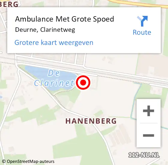 Locatie op kaart van de 112 melding: Ambulance Met Grote Spoed Naar Deurne, Clarinetweg op 20 mei 2017 07:23