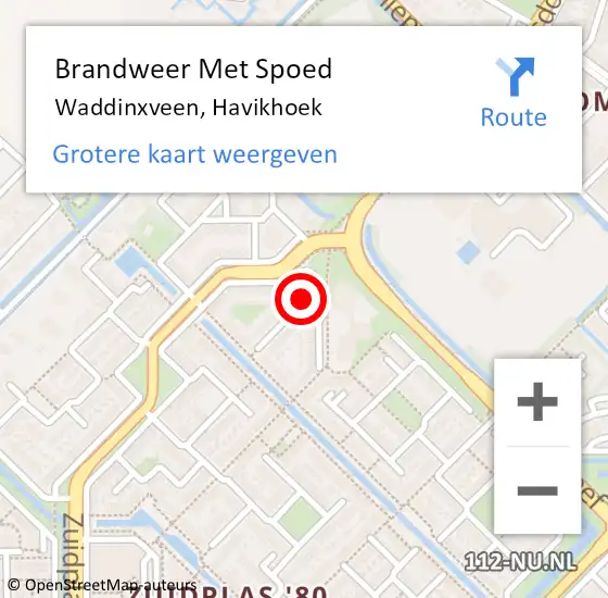 Locatie op kaart van de 112 melding: Brandweer Met Spoed Naar Waddinxveen, Havikhoek op 20 mei 2017 08:24