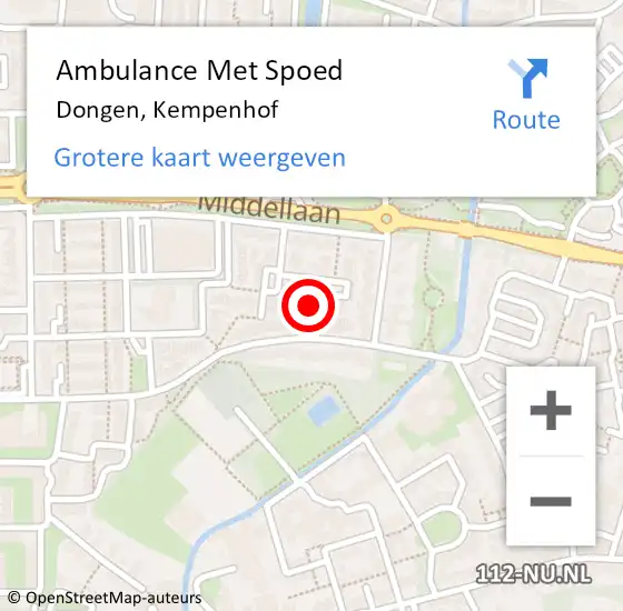 Locatie op kaart van de 112 melding: Ambulance Met Spoed Naar Dongen, Kempenhof op 20 mei 2017 09:15