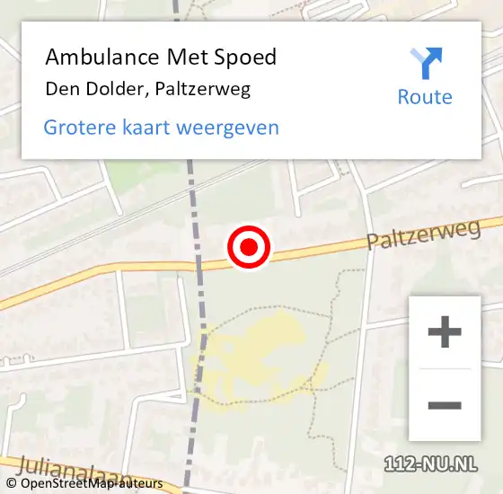 Locatie op kaart van de 112 melding: Ambulance Met Spoed Naar Den Dolder, Paltzerweg op 21 januari 2014 04:34