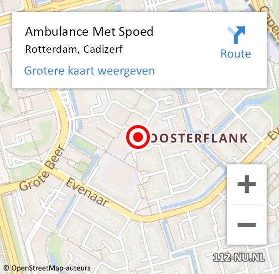 Locatie op kaart van de 112 melding: Ambulance Met Spoed Naar Rotterdam, Cadizerf op 20 mei 2017 10:32