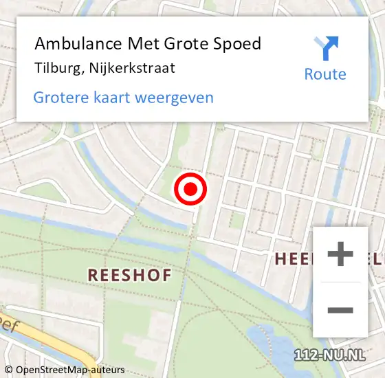 Locatie op kaart van de 112 melding: Ambulance Met Grote Spoed Naar Tilburg, Nijkerkstraat op 20 mei 2017 11:01