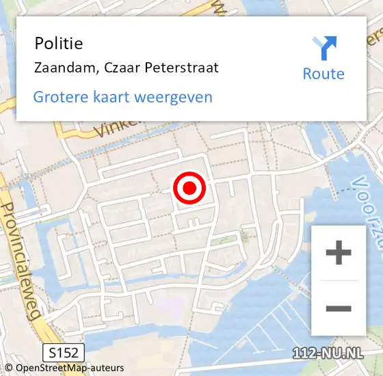 Locatie op kaart van de 112 melding: Politie Zaandam, Czaar Peterstraat op 20 mei 2017 11:31