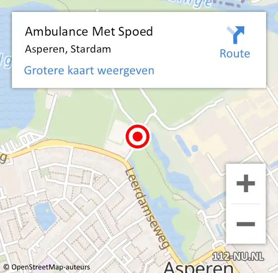 Locatie op kaart van de 112 melding: Ambulance Met Spoed Naar Asperen, Stardam op 20 mei 2017 12:05