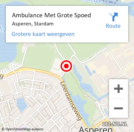 Locatie op kaart van de 112 melding: Ambulance Met Grote Spoed Naar Asperen, Stardam op 20 mei 2017 12:08