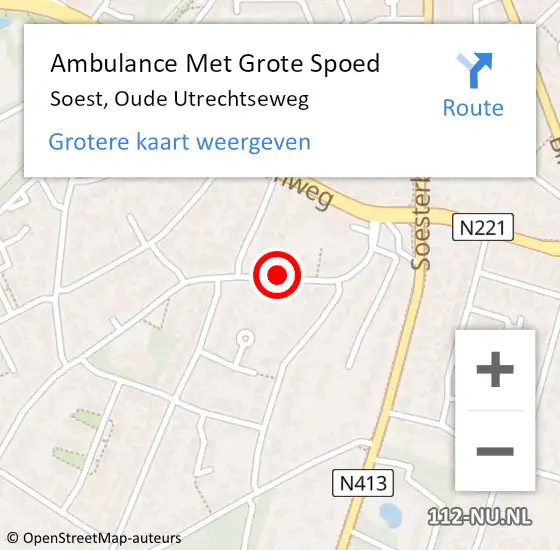 Locatie op kaart van de 112 melding: Ambulance Met Grote Spoed Naar Soest, Oude Utrechtseweg op 20 mei 2017 12:40