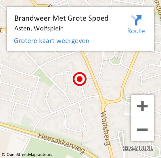 Locatie op kaart van de 112 melding: Brandweer Met Grote Spoed Naar Asten, Wolfsplein op 20 mei 2017 13:04