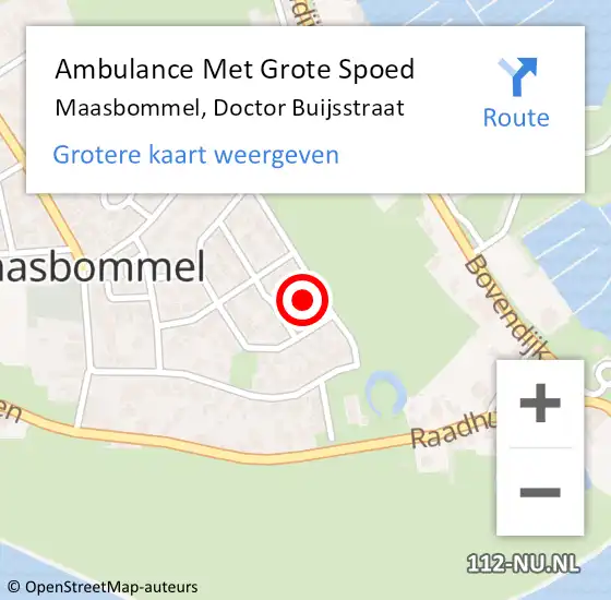 Locatie op kaart van de 112 melding: Ambulance Met Grote Spoed Naar Maasbommel, Doctor Buijsstraat op 20 mei 2017 13:05