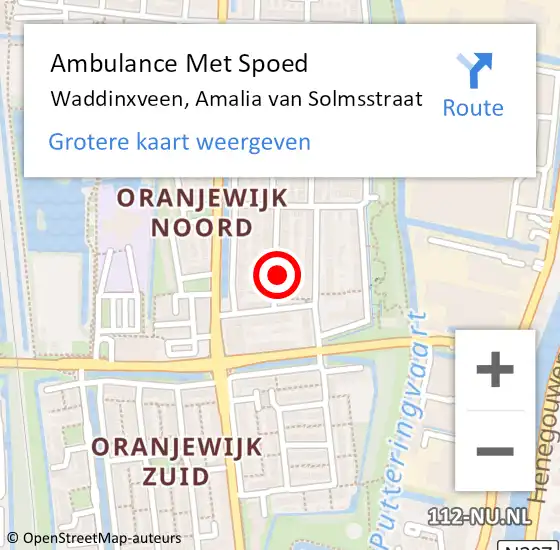 Locatie op kaart van de 112 melding: Ambulance Met Spoed Naar Waddinxveen, Amalia van Solmsstraat op 20 mei 2017 13:13