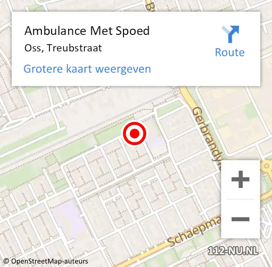 Locatie op kaart van de 112 melding: Ambulance Met Spoed Naar Oss, Treubstraat op 20 mei 2017 13:45