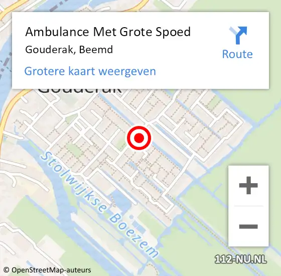 Locatie op kaart van de 112 melding: Ambulance Met Grote Spoed Naar Gouderak, Beemd op 20 mei 2017 14:34