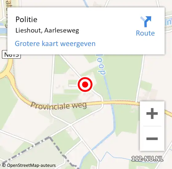 Locatie op kaart van de 112 melding: Politie Lieshout, Aarleseweg op 20 mei 2017 14:35