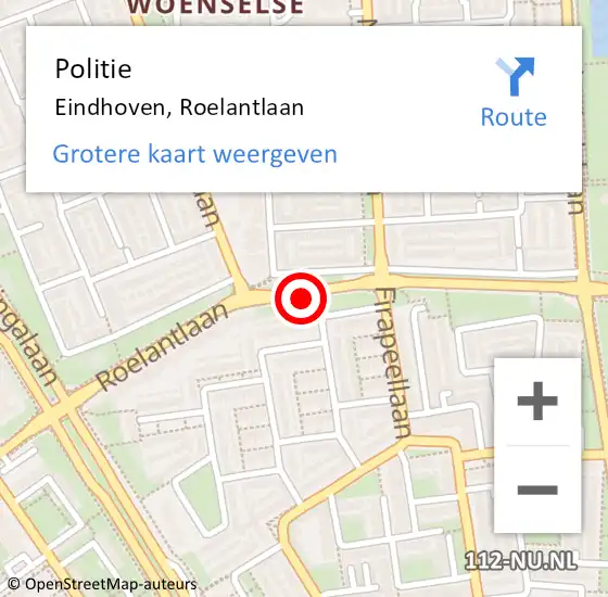 Locatie op kaart van de 112 melding: Politie Eindhoven, Roelantlaan op 20 mei 2017 14:48