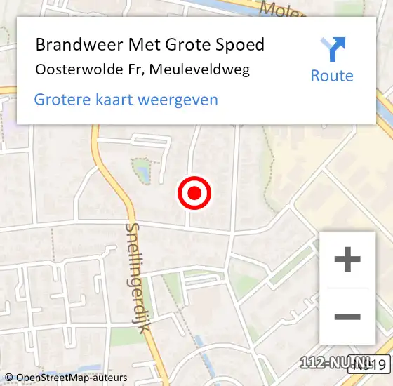 Locatie op kaart van de 112 melding: Brandweer Met Grote Spoed Naar Oosterwolde Fr, Meuleveldweg op 20 mei 2017 15:34