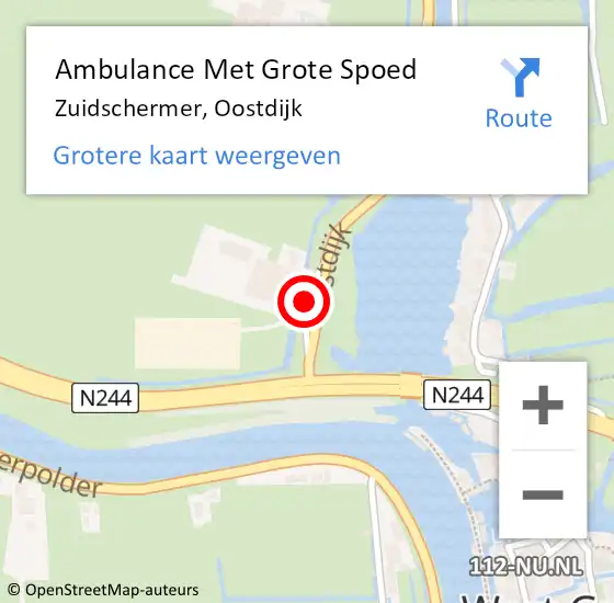 Locatie op kaart van de 112 melding: Ambulance Met Grote Spoed Naar Zuidschermer, Oostdijk op 20 mei 2017 15:51