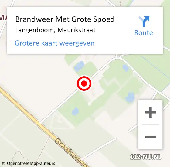 Locatie op kaart van de 112 melding: Brandweer Met Grote Spoed Naar Langenboom, Maurikstraat op 20 mei 2017 16:24