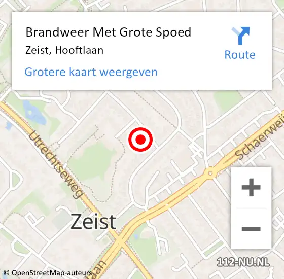 Locatie op kaart van de 112 melding: Brandweer Met Grote Spoed Naar Zeist, Hooftlaan op 20 mei 2017 16:28