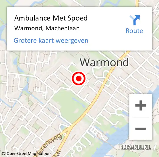 Locatie op kaart van de 112 melding: Ambulance Met Spoed Naar Warmond, Machenlaan op 20 mei 2017 16:33