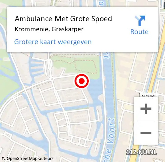 Locatie op kaart van de 112 melding: Ambulance Met Grote Spoed Naar Krommenie, Graskarper op 21 januari 2014 06:37