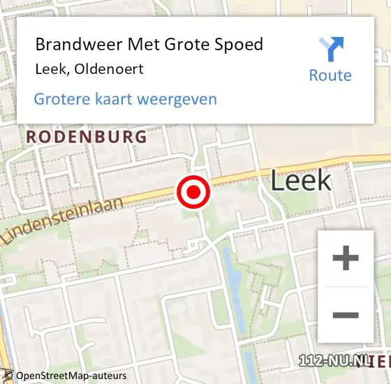 Locatie op kaart van de 112 melding: Brandweer Met Grote Spoed Naar Leek, Oldenoert op 20 mei 2017 16:45