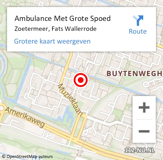 Locatie op kaart van de 112 melding: Ambulance Met Grote Spoed Naar Zoetermeer, Fats Wallerrode op 20 mei 2017 16:47