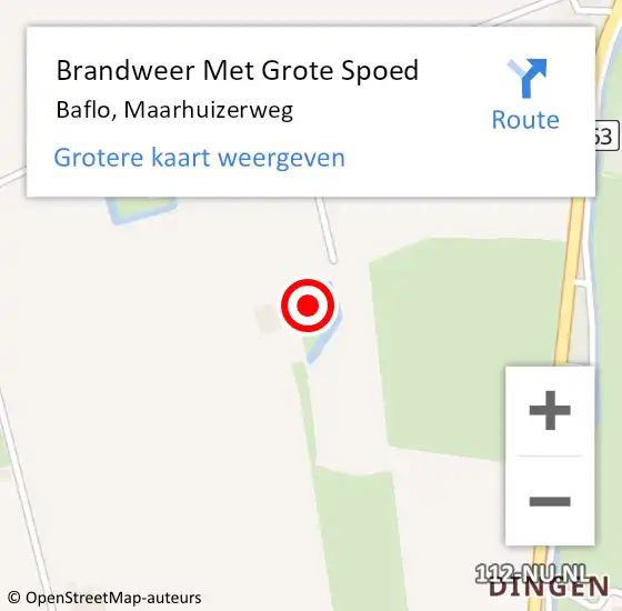 Locatie op kaart van de 112 melding: Brandweer Met Grote Spoed Naar Baflo, Maarhuizerweg op 20 mei 2017 16:55