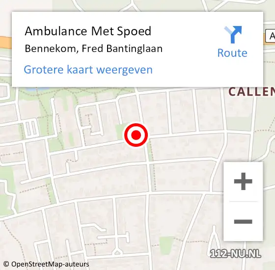 Locatie op kaart van de 112 melding: Ambulance Met Spoed Naar Bennekom, Fred Bantinglaan op 20 mei 2017 17:00