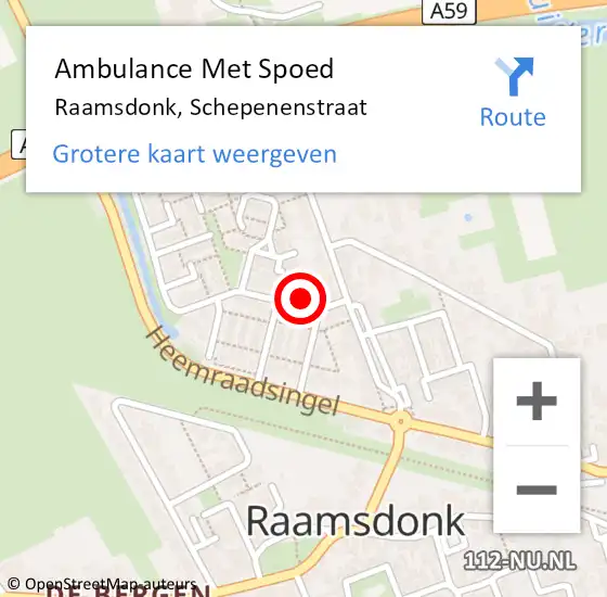 Locatie op kaart van de 112 melding: Ambulance Met Spoed Naar Raamsdonk, Schepenenstraat op 20 mei 2017 17:19