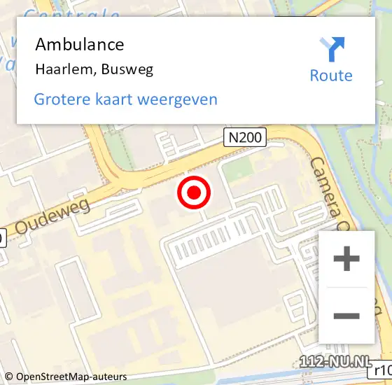 Locatie op kaart van de 112 melding: Ambulance Haarlem, Busweg op 20 mei 2017 17:59