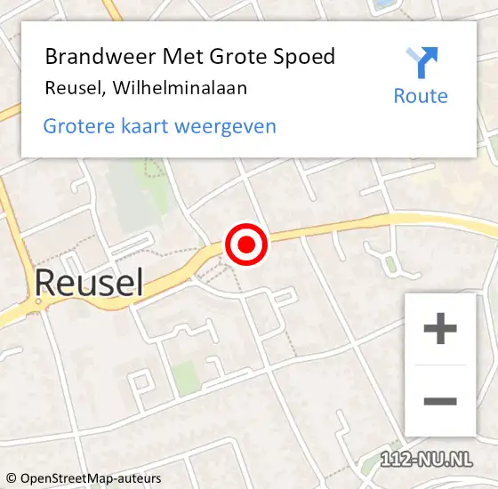 Locatie op kaart van de 112 melding: Brandweer Met Grote Spoed Naar Reusel, Wilhelminalaan op 20 mei 2017 18:10